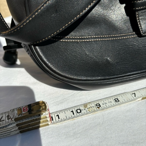 Black Leather Buckle Flap Zipper Shoulder Bag - Picture 8 of 16